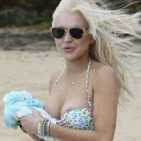 Lindsay Lohan Bikini Nipple Slip