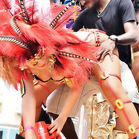 Hot Rihanna takes part in Kadooement Day Parade
