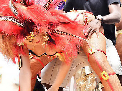 Hot Rihanna takes part in Kadooement Day Parade
