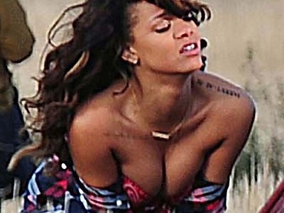 Rihanna almost exposes her fantastic boobs
